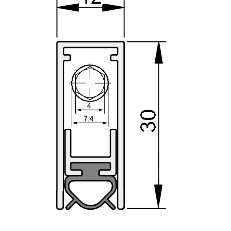 Порог автоматический врезной
DL STANDARD 12/30 L=1120мм