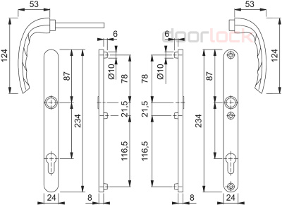 Дверная ручка Hoppe 1710RH/303N
