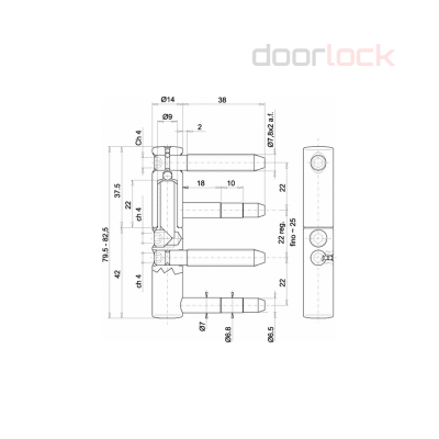 Петля OTLAV 495 диам.14мм часть коробки (золотистая)